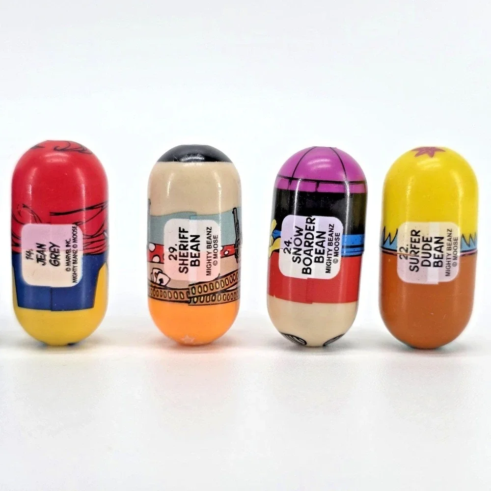 Lot of 10 Mighty Beanz Rare Marvel Heroes Loki Hawkeye Iceman X-Men Wizard Stunt